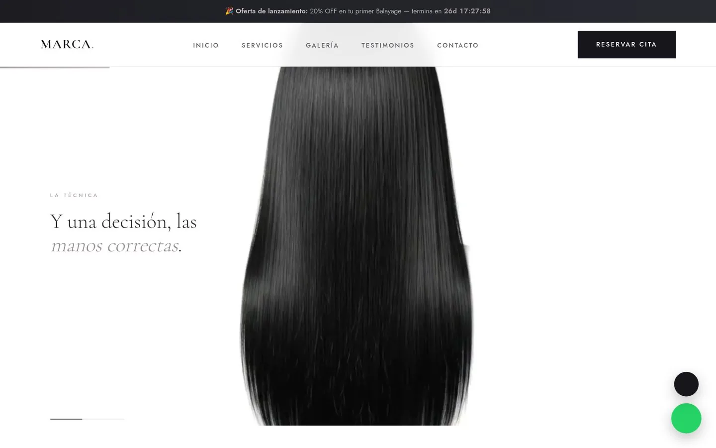 Captura da página Hair Salon, para cabeleireiros, barbearias e estética
